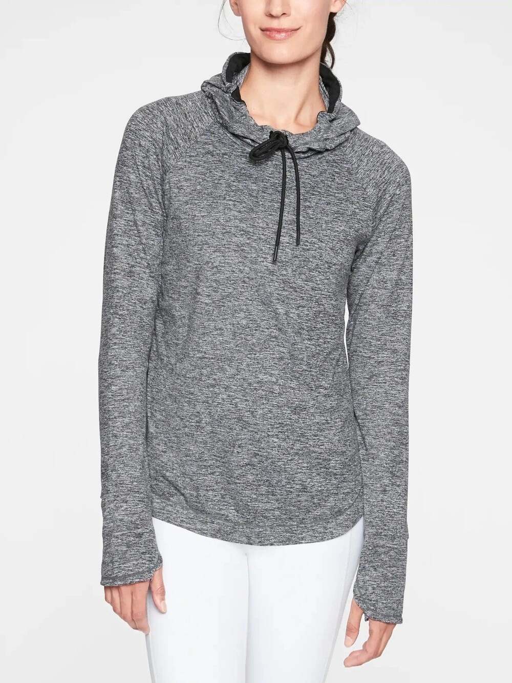 Athleta Uptempo Hoodie Pullover Womens Size M Gray Heathered Athleisure Workout